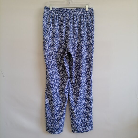 Talbots Womens Blue & White Mykonos Stretchy Waist Wide Leg Ankle Pants Size M - Picture 4 of 8